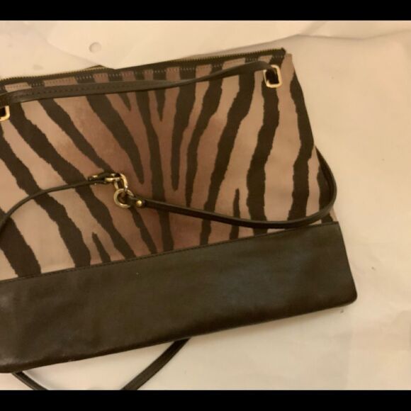 Auth Coach Madison Zebra Animal Print Shoulder Crossbody Purse Brown - Picture 8 of 8
